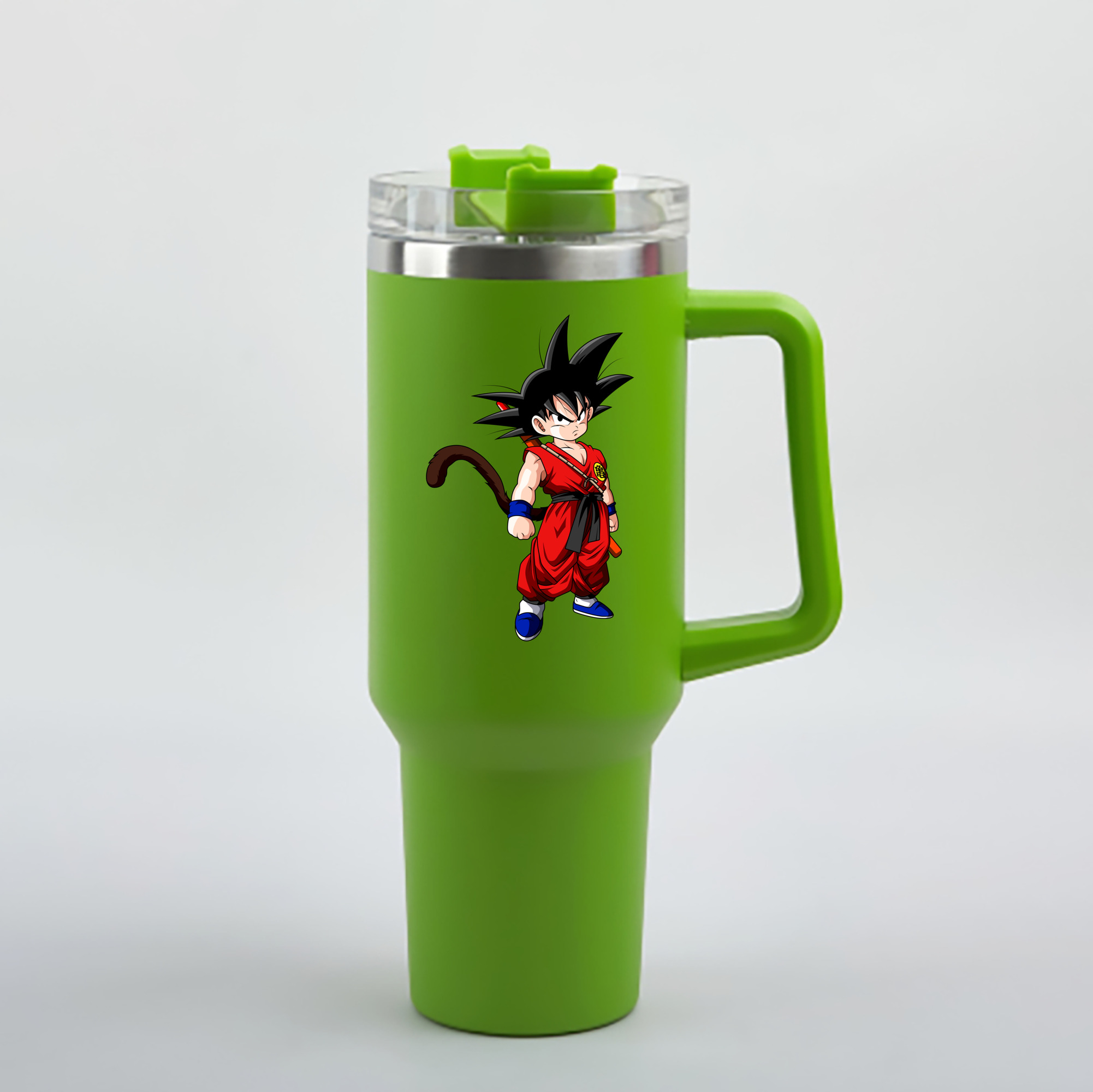 （画像用） ドラゴンボール 孫悟空（そん ごくう）Son Goku カカロット DRAGON BALL Kakarotto 1200mL車用タンブラー - クリスタルステッカー（プラスチックストロー付き）